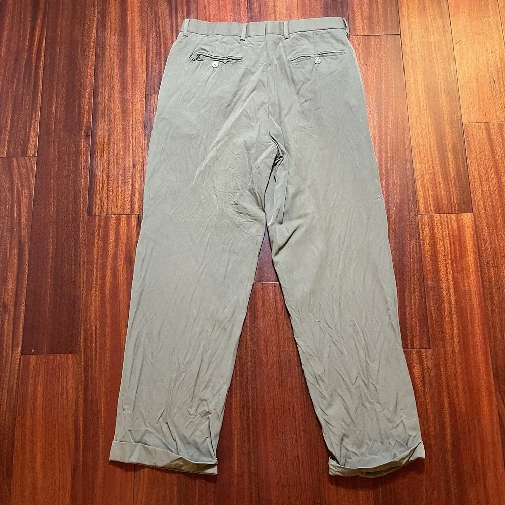 BROOKS BROTHERS Pants Men 33x30 Tan 100% Wool Wedding Formal Flaw Office Read*